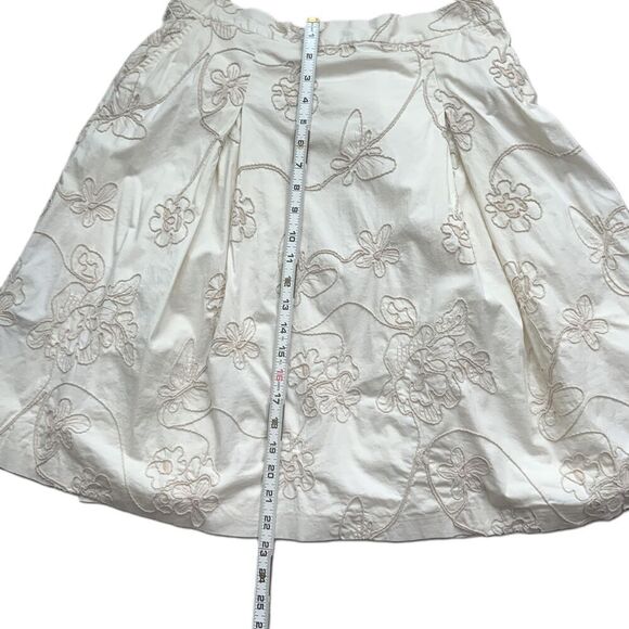 Harvé Benard Cream Floral Embroidery Knee Length A Line Skirt Size 12 - Picture 12 of 12